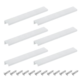 6Pcs Finger Pulls, 200mm/7.87 Inch Aluminum Hidden Cabinet Edge Handles, Modern Concealed Tab Pulls Hardware for Kitchen, Furniture, Drawer, Wardrobe, White