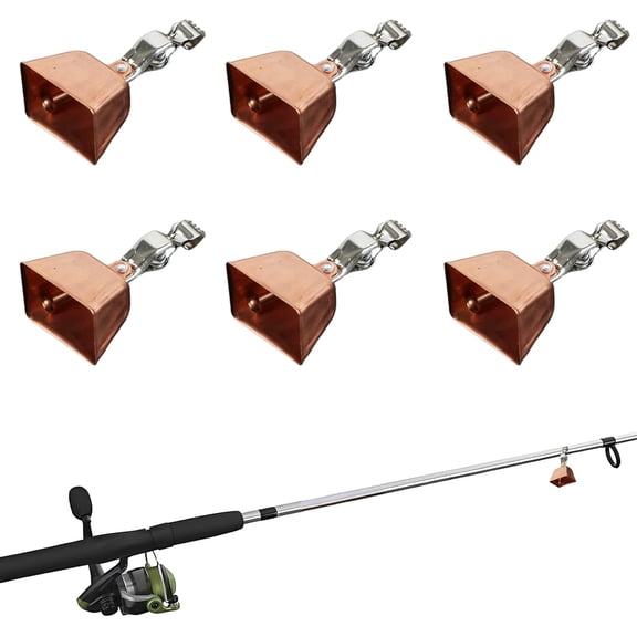 6Pcs Fishing Bells for Rods Clip On Fish Pole Bell Alert Accessories Catfish Fishing Bells for Poles Durable Clip-On Rod Bell Equipment for Night or Day Fishing