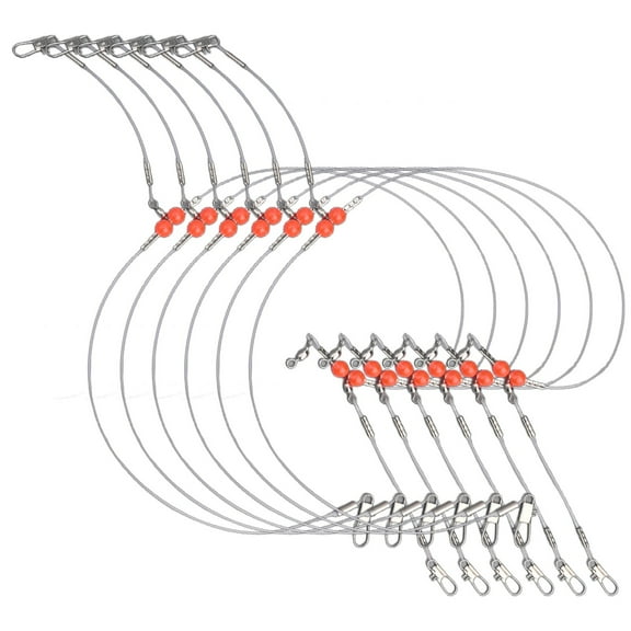 6Pcs Fishing Leaders With Snap Swivels Fishing Wire Rig 1/2 Poewr Handle For Lure Bait Or Hooks Leader Nylon Line Anti-Bite Line 1 White Head