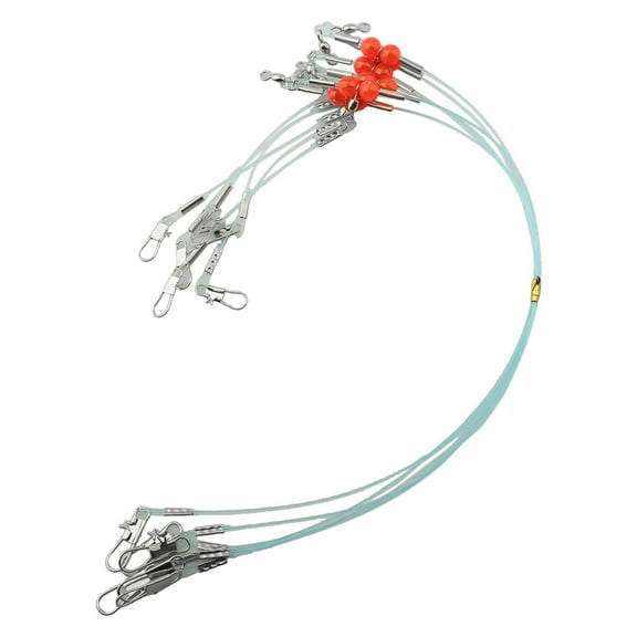 6Pcs Fishing Leaders With Snap Swivels Fishing Wire Rig 1/2 Poewr Handle For Lure Bait Or Hooks Leader Nylon Line Anti-Bite Line Blue 2 Heads