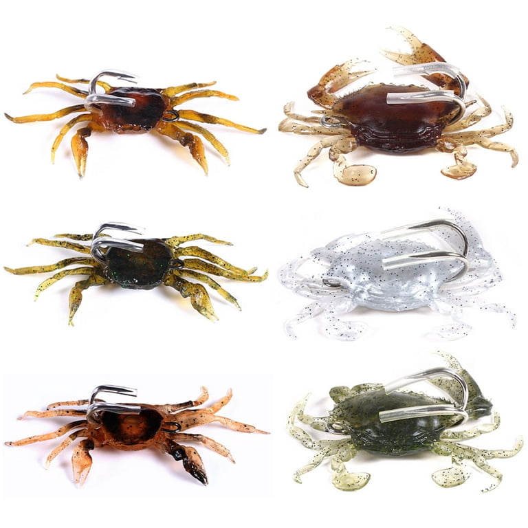 6Pcs Fishing Lure Kit Artificial Crab Baits Simulation Crab Supple Lures  Ice Fishing Bait with Hooks (Mixed Style) 