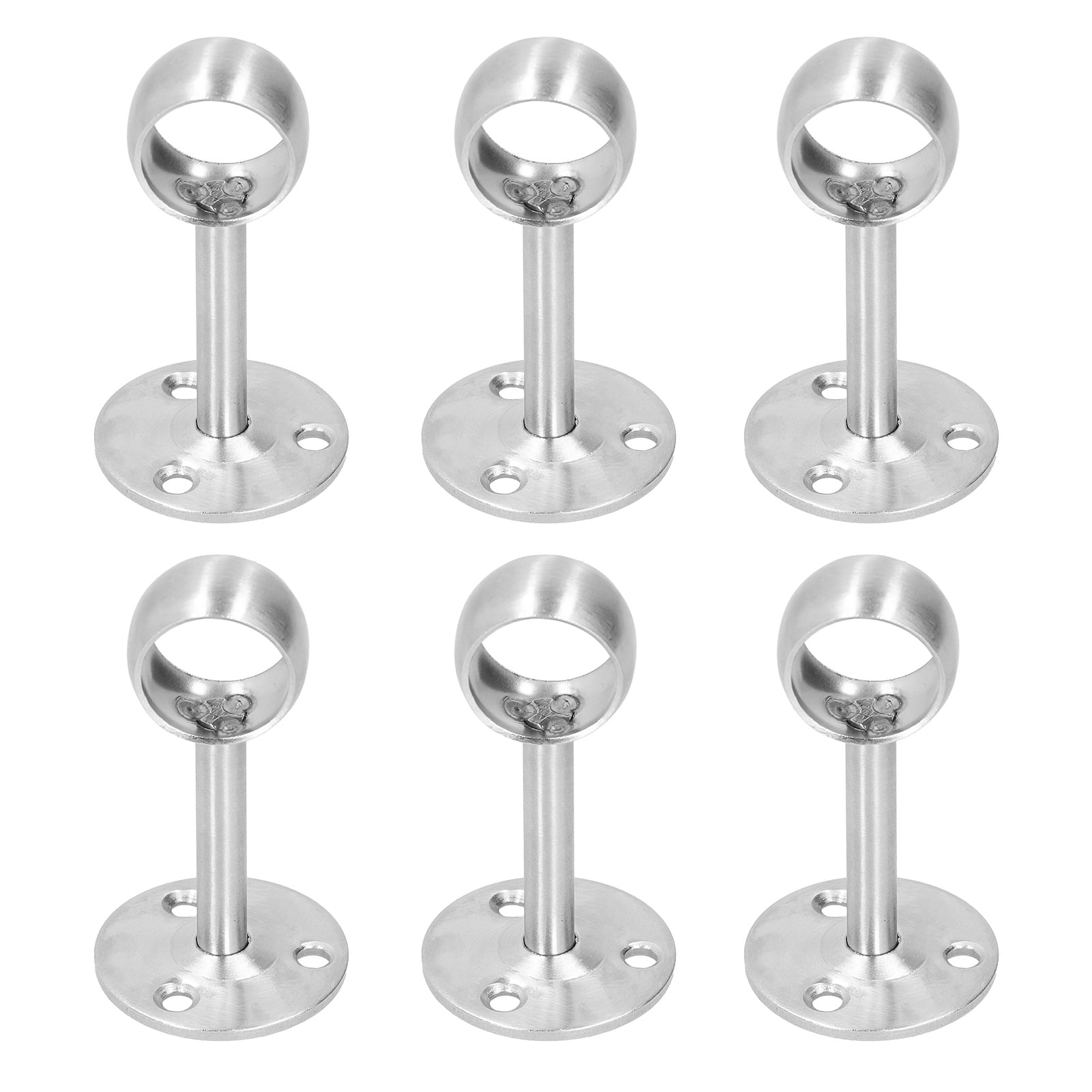 6Pcs Flanged Socket Stainless Steel Curtain Rod Brackets Wardrobe Pole