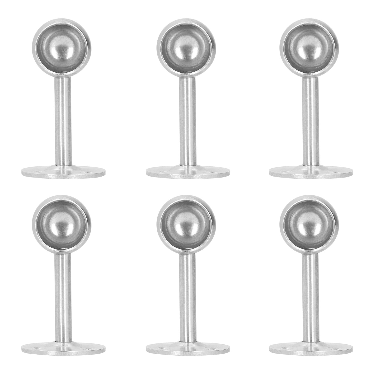 6Pcs Flanged Socket Stainless Steel Curtain Rod Brackets Wardrobe Pole
