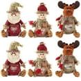 thumbnail image 1 of 6Pcs Flax Christmas Gift Bags Zipper Design - Reusable Novelty Chritmas Santa Snowman Reindeer Shaped Candy Bags Storages for Chritmas Party Decor, 1 of 8