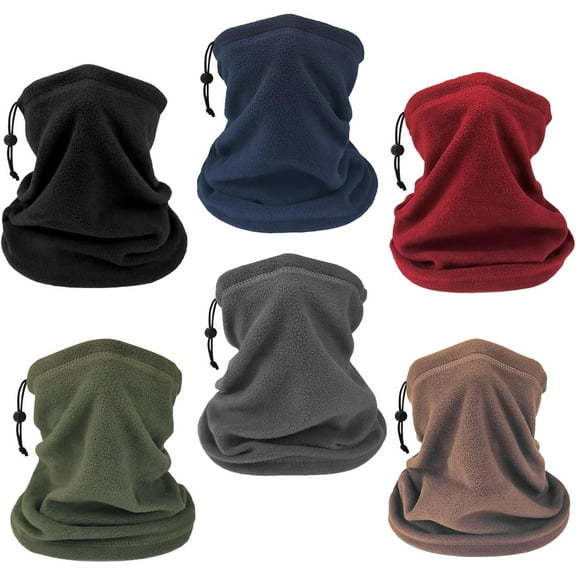 6Pcs Fleece Winter Neck Gaiter Neck Warmer Face Ski Mask Cold Weather Half Balaclava for Men Women