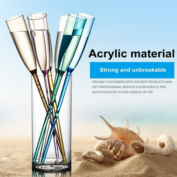 6Pcs Floating Champagne Flutes Shatterproof Poolside Wine Glasses 160ml Unbreakable Stemware Pool Floating Wine Glasses for Summer Beach Party