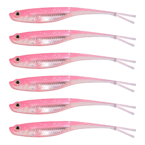 6Pcs Floating Soft Silicone Baits Fishing Lure Fork Tail Baits Soft ...