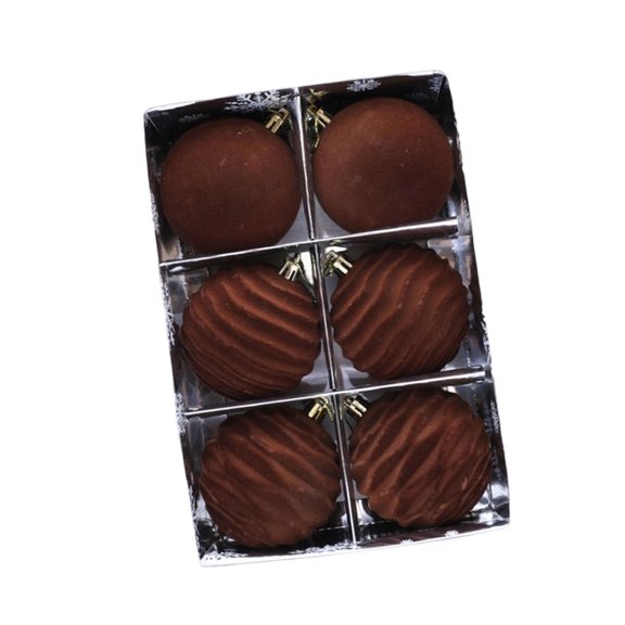 6Pcs Flocking Ornaments Shatterproof Decor with Box for Indoor/Outdoor Holiday Tree