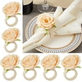 thumbnail image 1 of 6Pcs Flower Napkin Rings, Peony Flower Handmade Napkin Holder Rings, Handicraft Holder for Table Decorations, Wedding Holiday Banquet Luncheons Birthday Party Picnics Supplies, 1 of 5