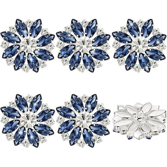 6Pcs Flower Rhinestone Buttons Sew on Clothing Buttons Embellishments Rhinestone Shank Buttons with 1-Hole Rhinestone Decorative Button for Crafts Wedding Clothes Aqua Bohemica