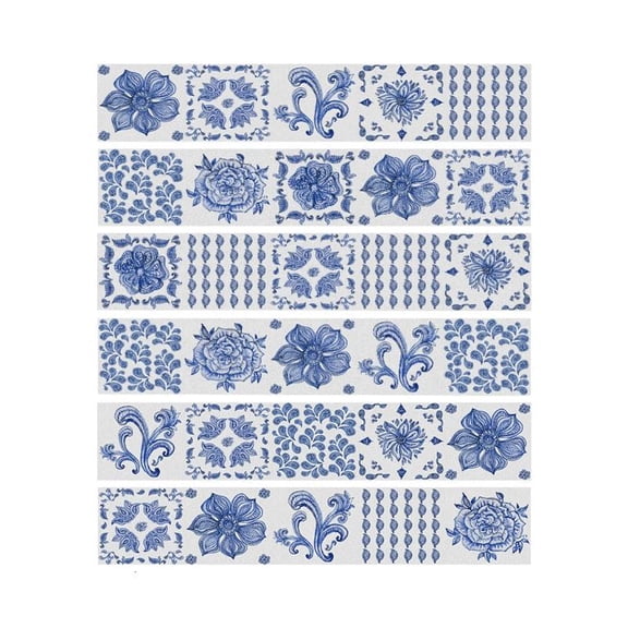 6Pcs Flowers Tile Floor Stair Sticker PVC Home Decoration Waterproof Mural Decals Art Wallpaper