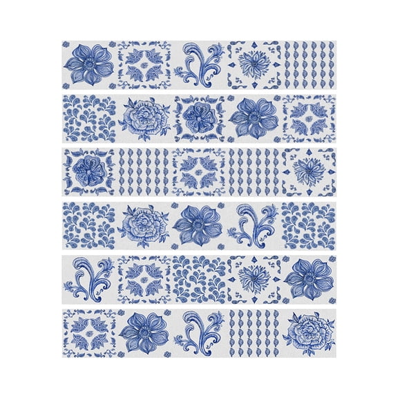 6Pcs Flowers Tile Floor Stair Sticker PVC Waterproof Mural Decals Art Wallpaper