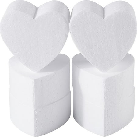 6Pcs Foam Discs Cake Heart Shape Model 4 Inch White Lightweight Polystyrene Styro-Foams Embryo Doll Practice Cake Modeling Ornament for Cake Decorating Wedding Valentines Day