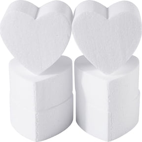 6Pcs Foam Discs Cake Heart Shape Model 4 Inch White Lightweight Polystyrene Styro-Foams Embryo Practice Cake Modeling Ornament for Cake Decorating Wedding Valentines Day DIY