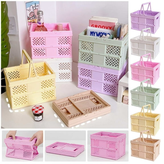 6Pcs Folding Basket Under $5! Yrmaups Outdoor Picnic Basket, Foldable Shopping Basket for Groceries, Portable Carry Basket for Vegetables and Fruit, Market Basket, Reusable Shopping Tote