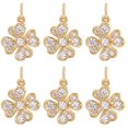 thumbnail image 1 of 6Pcs Four Leaf Clover Charms 18K Gold Plated Brass Good Luck Pendant Cubic Zirconia St. Patrick's Day Shamrock Charm, 1 of 9