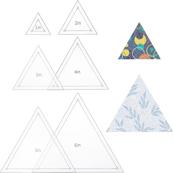 6Pcs Free Motion Triangle Quilting Template Set Acrylic Transparent Quilting Rulers for Machines Quilting DIY Designs On Shirts DIY