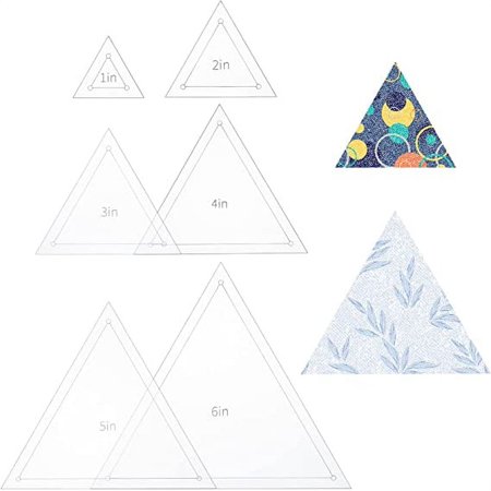 6Pcs Free Motion Triangle Quilting Template Set Acrylic Transparent Quilting Rulers