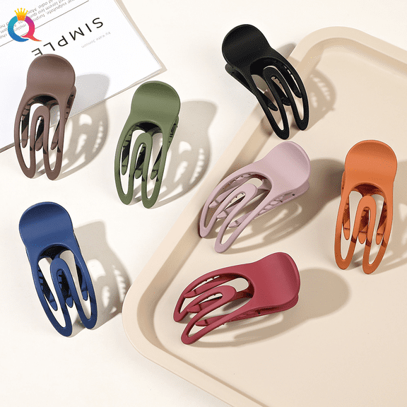 6Pcs French Concord Flat Hair Clip, Curved Hair Claw Clips, Matte Alligator Hair Clips Volume Strong Hold Banana Barrettes, Non-slip Hair Clamps Jaw Clips for Women, Girl(3.35 Inch)