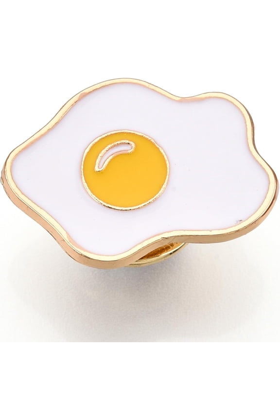 6Pcs Fried Eggs Shape Enamel Pin Light Gold Alloy Imitation Food Badge Brooch for Backpack Clothes Decoration Gold 15.5x21.5mm Gold DIY