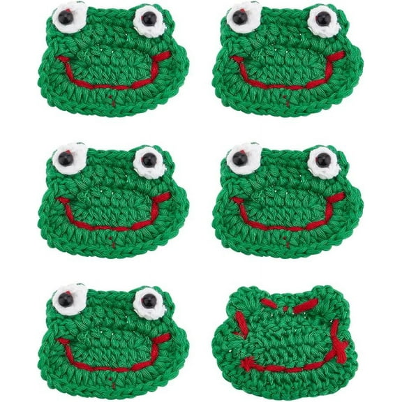 6Pcs Frog's Head Hand Woven Patch Woven Garment Accessory Polyester Handmade Fibres Woven Fabric for Garments Home Decoration and Other Craft Creations
