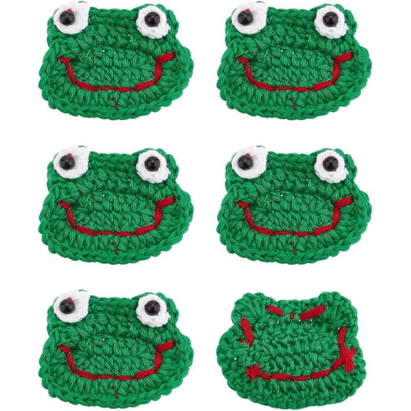 6Pcs Frog's Head Hand Woven Patch Woven Garment Accessory Polyester Handmade Fibres Woven Fabric
