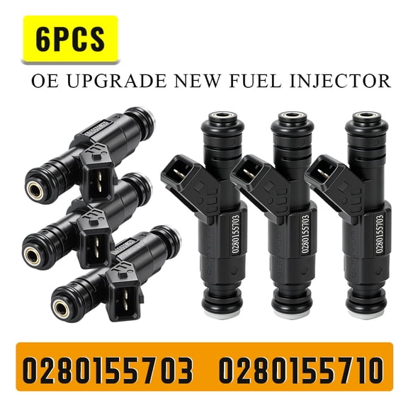 6Pcs Fuel Injectors 0280155710 For 87-98 JEEP Cherokee 4.0L EV1 4 Hole