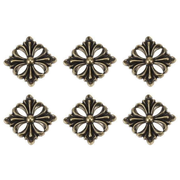 6Pcs Furniture Decorative Piece Flower Pattern Antique Zinc Alloy Metal Plate