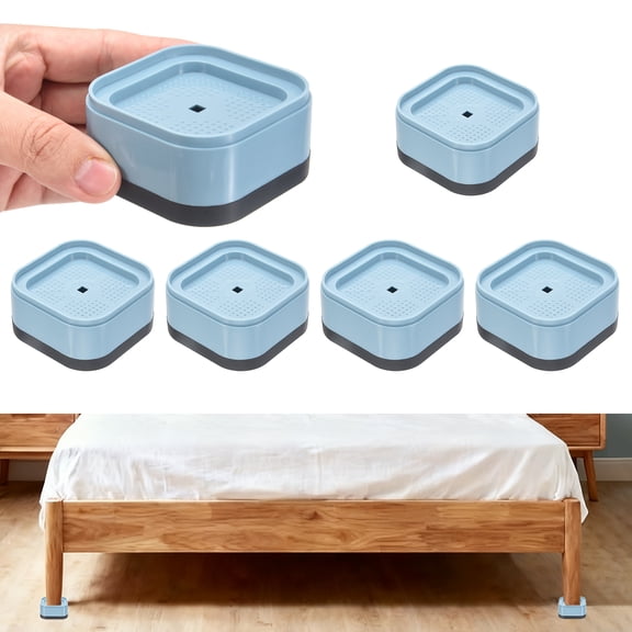 6Pcs Furniture Risers, Adjustable Bed Risers Lifts Height 1-Layers 1", Square Stackable Table Leg Lift Blocks for Desk Couch Chair Table Cabinet Bed Frame, Blue