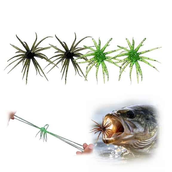 6Pcs Fuzzy Dice Fishing Lure for Bass Fishing, Soft TPR Creature Bait, Floating Soft Plastic Lures with Reflective Glitter, Lifelike Breathing Action for Freshwater & Saltwater