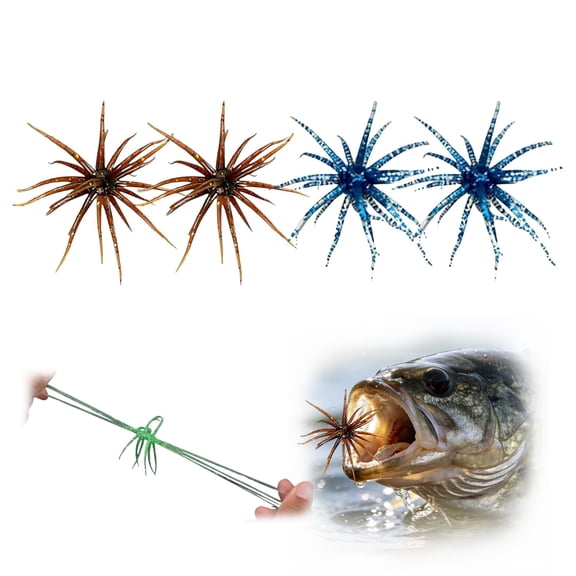 6Pcs Fuzzy Dice Fishing Lure for Bass Fishing, Soft TPR Creature Bait, Floating Soft Plastic Lures with Reflective Glitter, Lifelike Breathing Action for Freshwater & Saltwater