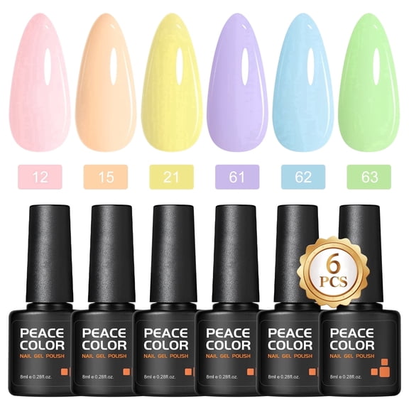 6Pcs Gel Nail Polish Set 8ML-Pastel Macaron Creamy Pastel Tones,Long Lasting Nail Gel Kit for Salon & Home Use