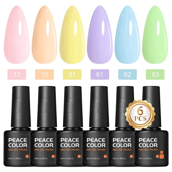 6Pcs Gel Nail Polish Set 8ML-Pastel Macaron Creamy Pastel Tones,Long Lasting Nail Gel Kit for Salon & Home Use