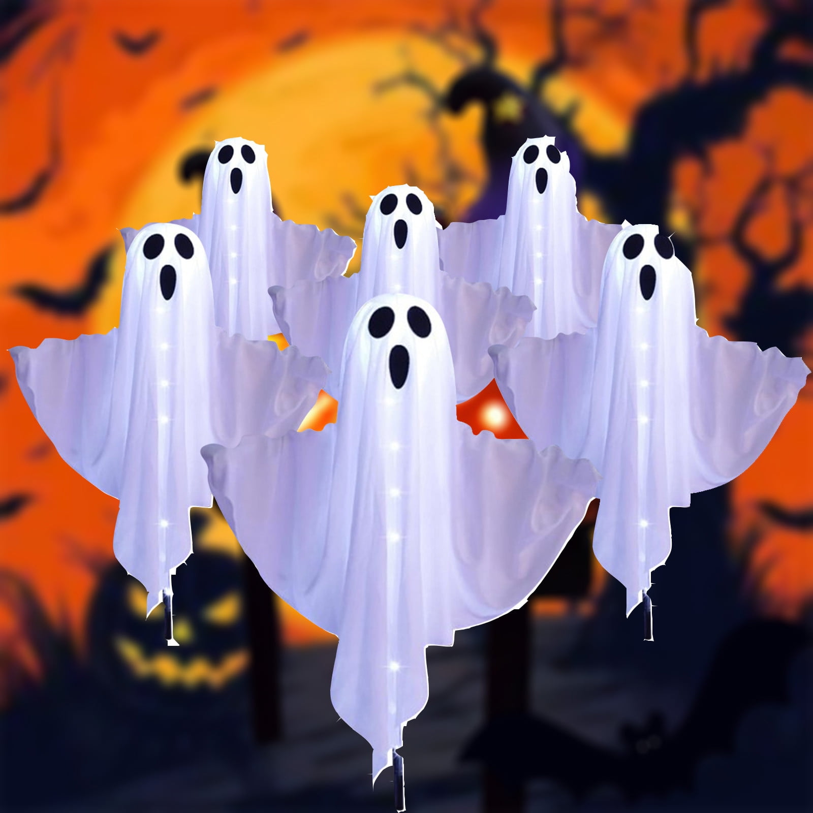 6Pcs Ghosts String Led Lights Halloween Decorations, 18.5
