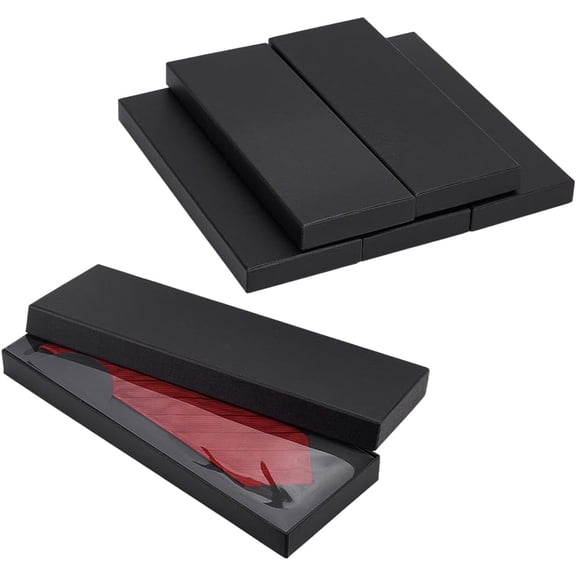 6Pcs Gift Wrap Tie Boxes 12.20x4.37x1.14inch Black Rectangle Paper Cardboard Tie Storage Boxes with Lids Men Women Sock Gifts Packaging Box
