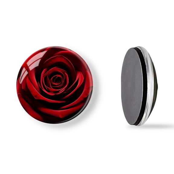 6Pcs Glass Refrigerator Magnet Magnetic Fridge Sticker,Decor for Kitchen,Whiteboard,Cabinet,Close - Up Of Luxurious Red Rose In Full Bloom