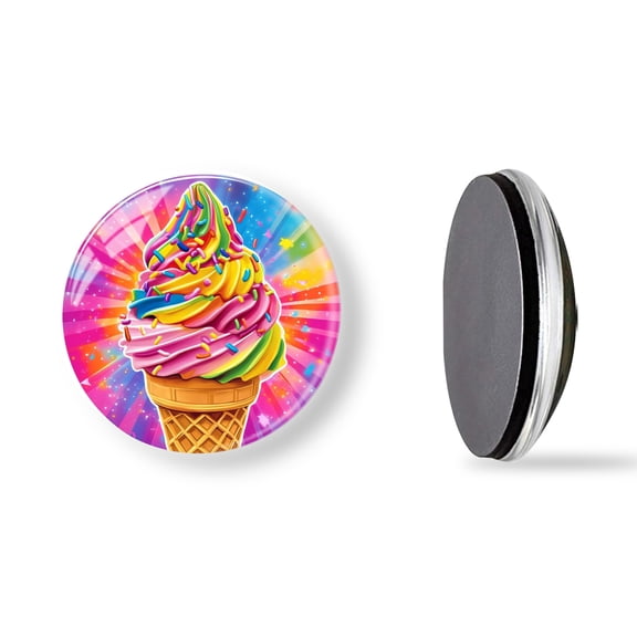 6Pcs Glass Refrigerator Magnet Magnetic Fridge Sticker,Decor for Kitchen,Whiteboard,Cabinet,Colorful Ice Cream Cone Design In The Style Of Pop Art