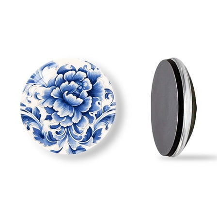 6Pcs Glass Refrigerator Magnet Magnetic Fridge Sticker,Decor for Kitchen,Whiteboard,Cabinet,Hand-Painted Blue And White Pattern