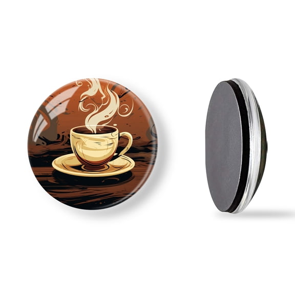 6Pcs Glass Refrigerator Magnet Magnetic Fridge Sticker,Decor for Kitchen,Whiteboard,Cabinet,Steaming Cup Of Coffee With Steam Rising