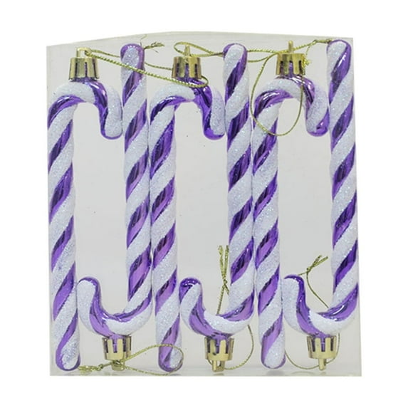 6Pcs Glitter Candy Cane Christmas Tree Ornaments, Festive Hanging Decor for Xmas Tree, Home, Office, and Indoor Outdoor Holiday Party Decorations