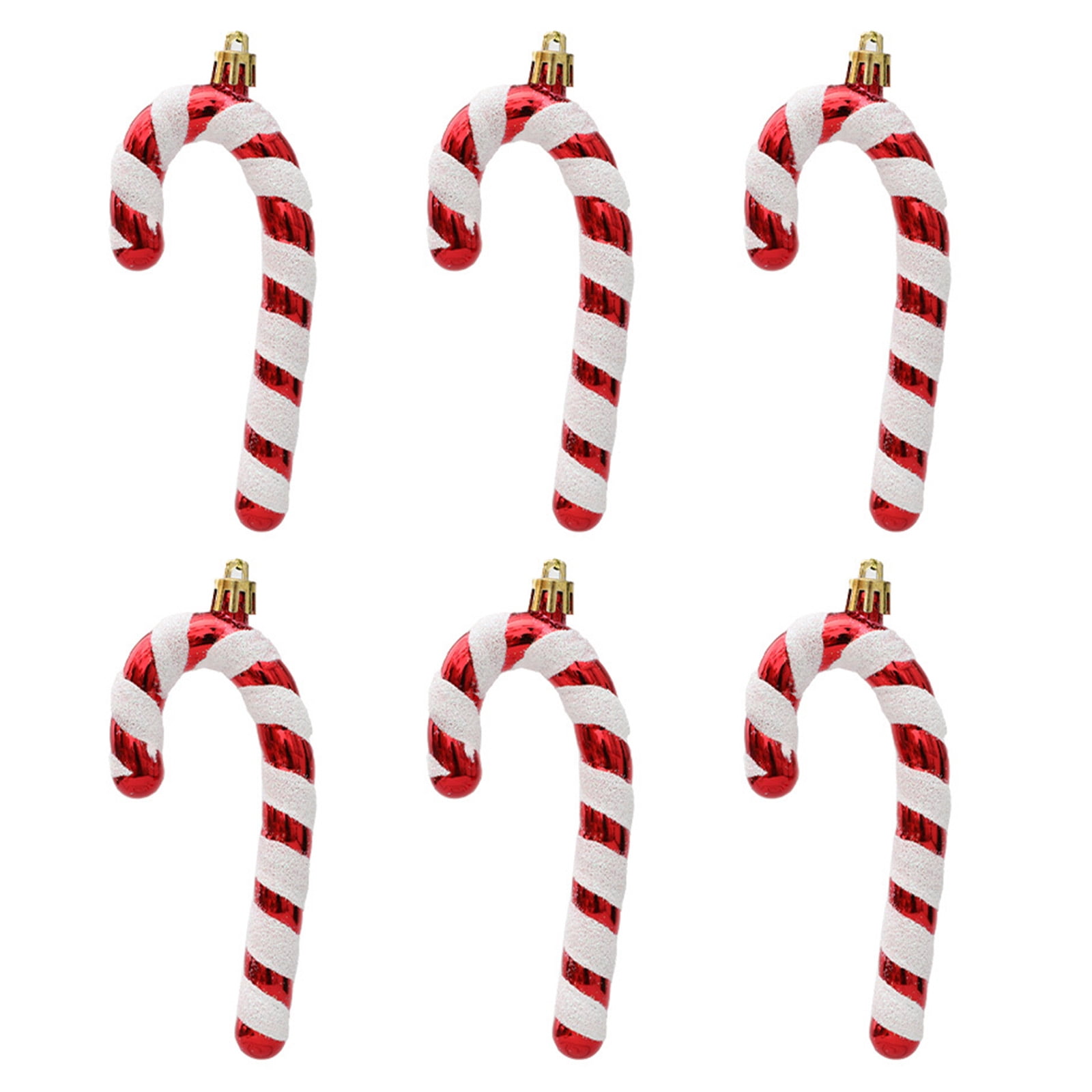 6Pcs Glitter Candy Cane Decoration Plastic Twisted Crutch Ornament for ...