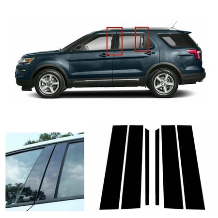 6Pcs Gloss Black Pillar Post Cover Door Trim Fit For FORD Explorer 2011-2019