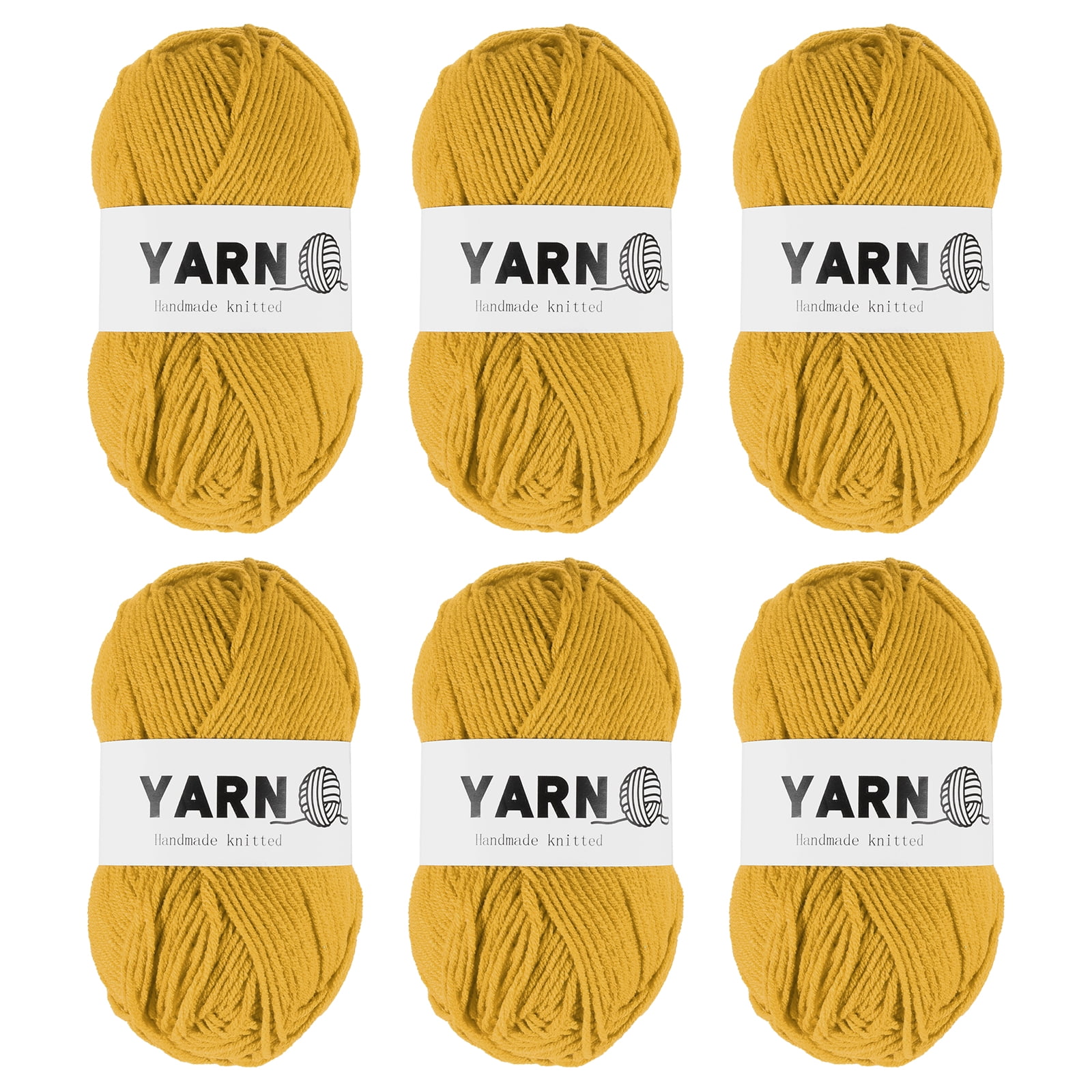 6Pcs Gold Acrylic Yarn 790 Yard 4 Ply Crochet Yarns Sport Weight Yarn