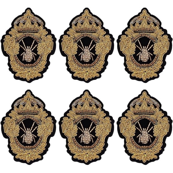 6Pcs Gold Bee Embroidered Applique Patch Gold Badge Patch Sew on Iron on Patches Decorative Embroidery Appliques