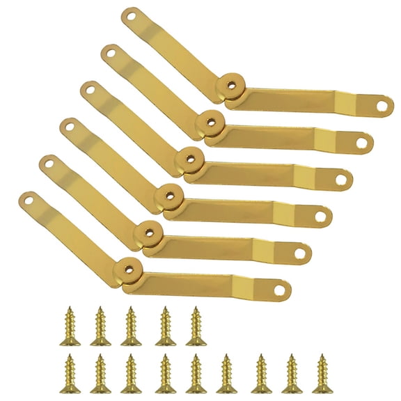 6Pcs Gold Finish Folding Support Hinges Gold Folding Hinges Simple Install for Multifunction Use In Cabinets & Jewelry Boxes