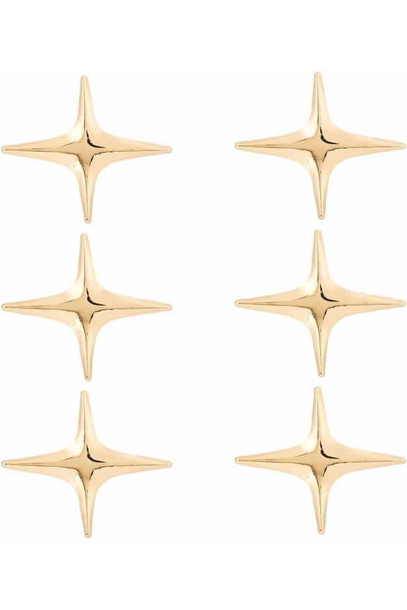 6Pcs Gold Star Brooch Pin Star Lapel Brooch Pin Four-pointed Stars Brooches Alloy Fashion Simple Broochpin Lucky Pin Broochpin for Hat Collar Scarves Dress Jackets Backpacks
