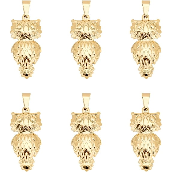 6Pcs Golden Owl Charms 304 Stainless Steel Owl Pendants 5x10mm Hole Dangle Charms Earring Charms Bracelets Necklace Pendants For Jewelry Making Charms Gold