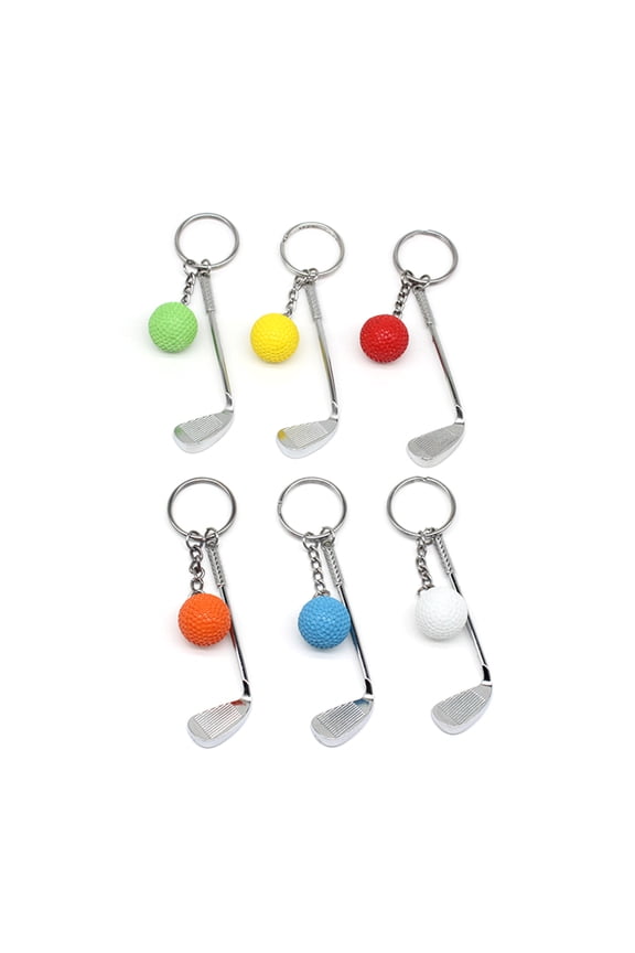 6Pcs Golf Keyring Keychain with Golf Club and Golf Car Key Holder Backpack Purse Charm Pendants Gift for Golfer