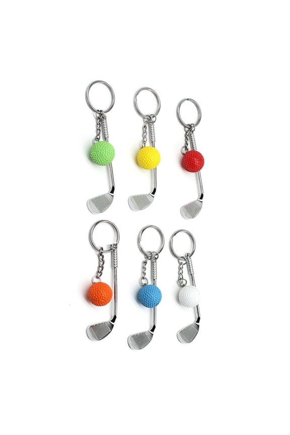 6Pcs Golf Keyring with Golf Club and Golf Ball Golf, Car Key Holder Keychain Accessory for Bag Purse Backpack Purse