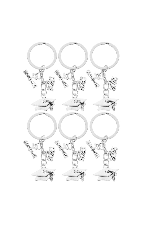 Zinc Alloy Graduation Keychain for Graduates Class of 2025 6Pcs 3In